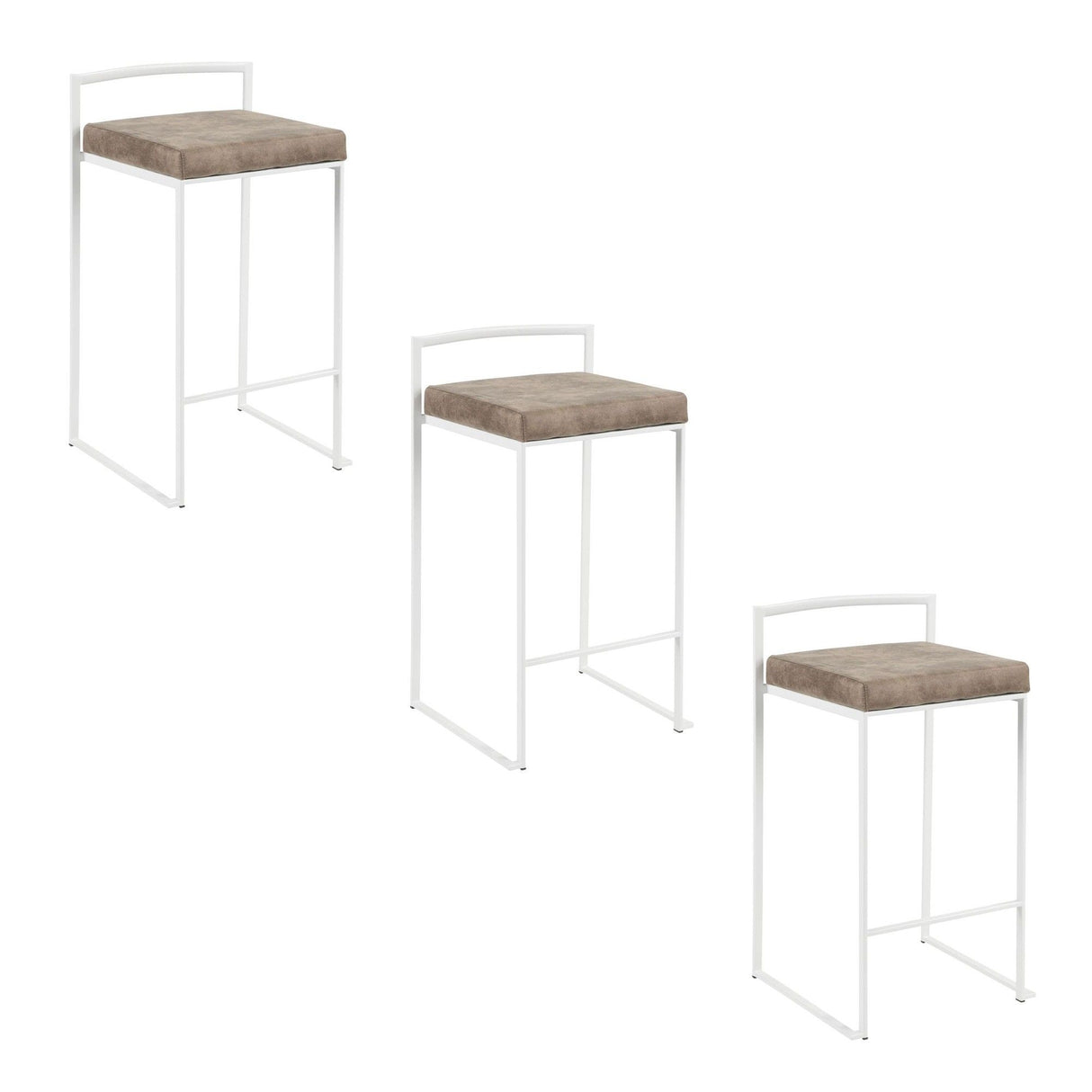 Fuji - Stackable Counter Stool - White Base (Set of 2)