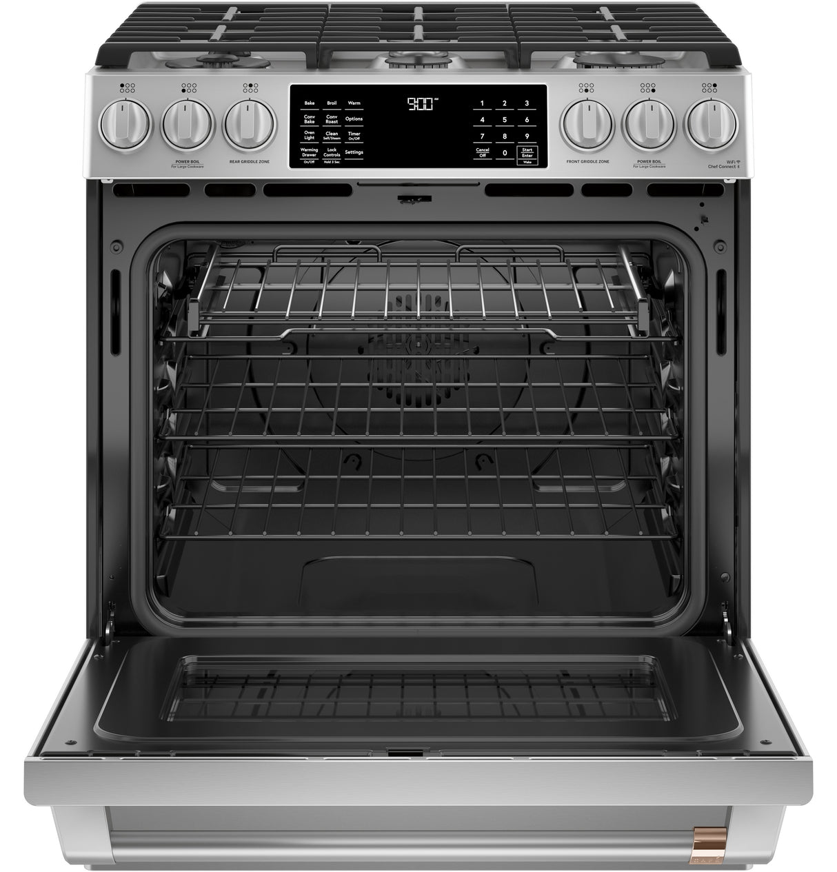 Caf(eback)(TM) 30" Smart Slide-In, Front-Control, Dual-Fuel Range with Warming Drawer - (C2S900P2MS1)