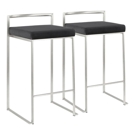 Fuji - Counter Stool Steel With Cushion - Stainless Steel