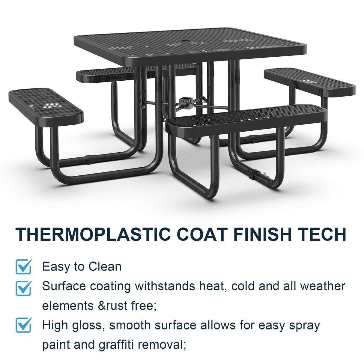 Square Outdoor Picnic Table With Umbrella Pole