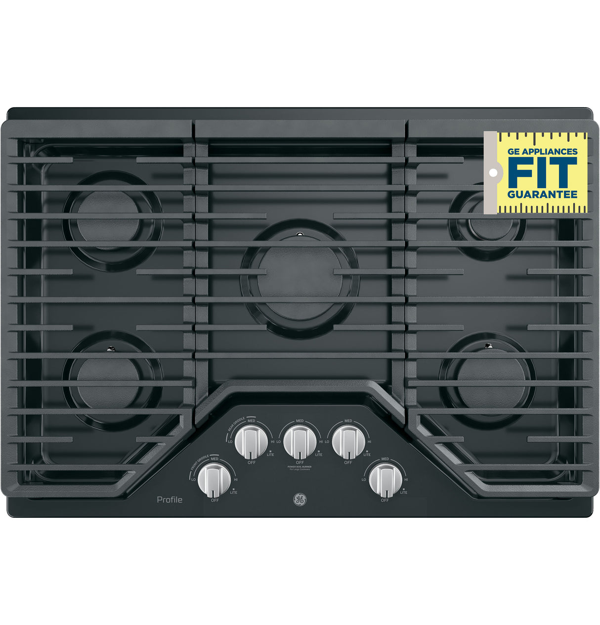 GE Profile(TM) 30" Built-In Gas Cooktop with 5 Burners and Optional Extra-Large Cast Iron Griddle - (PGP7030DLBB)