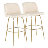 Toriano - 30" Fixed-Height Barstool (Set of 2) - Gold Base