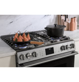 Caf(eback)(TM) 30" Smart Slide-In, Front-Control, Gas Range with Convection Oven in Platinum Glass - (CGS700M2NS5)