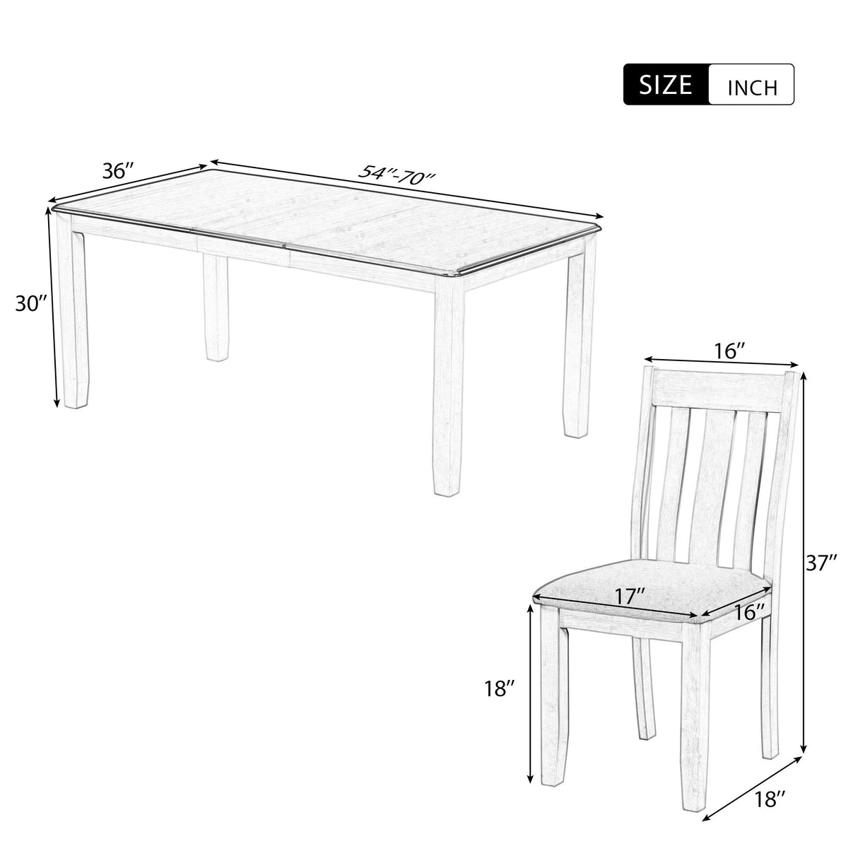 Dining Table Set Retro Style With Extendable Table And Upholstered Chairs