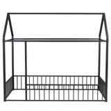 Twin Size Metal Bed House Bed Frame With Fence, For Kids, Teens, Girls, Boys