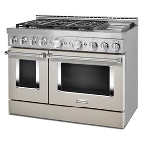 KitchenAid 48'' Smart Commercial-Style Gas Range With Griddle - Milkshake