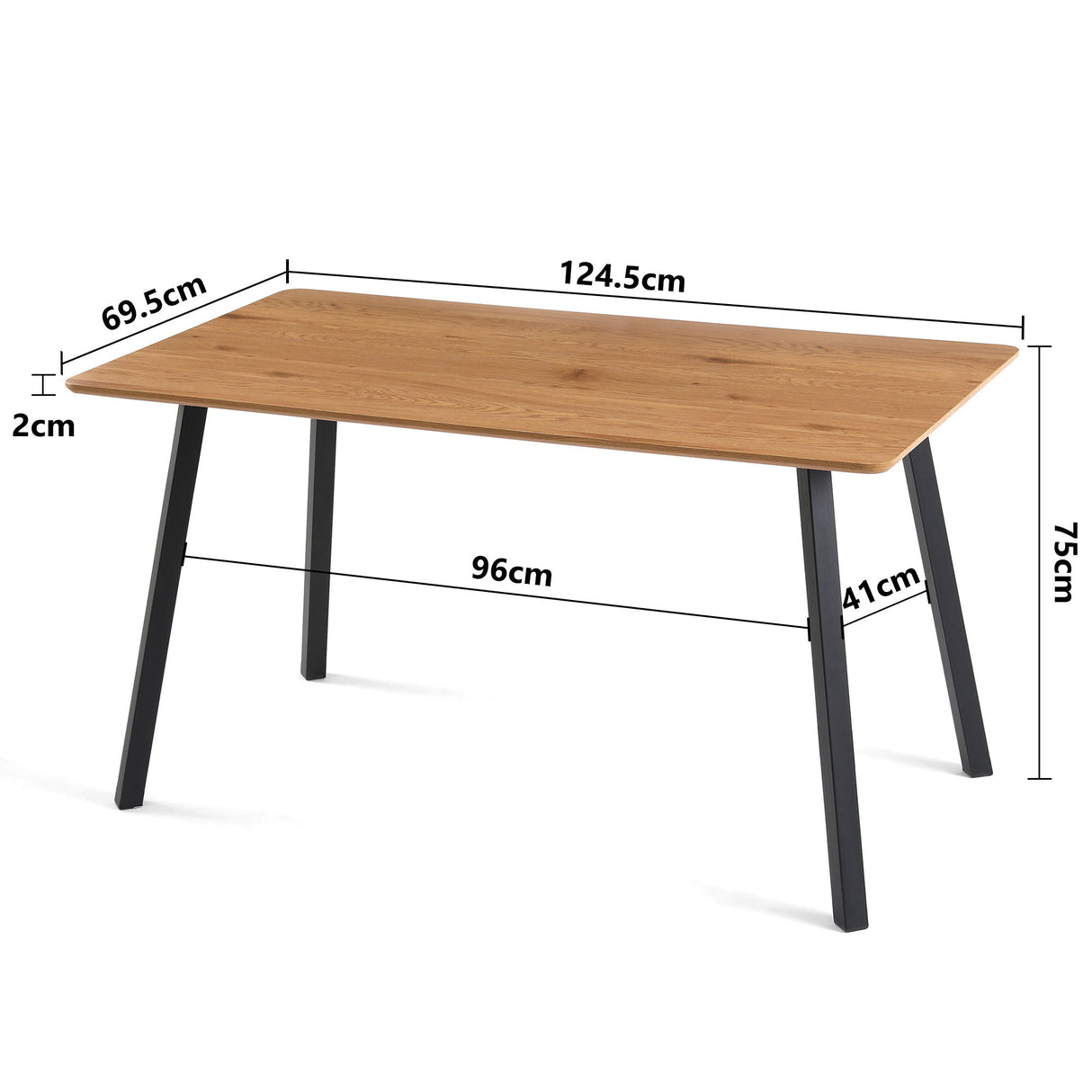 Modern Design Rectangle MDF Restaurant Wooden Dining Table With Metal Frame - Walnut