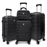 4 Piece Hard Shell Luggage Set, Carry On Suitcase With Spinner Wheels, Family Luggage Set