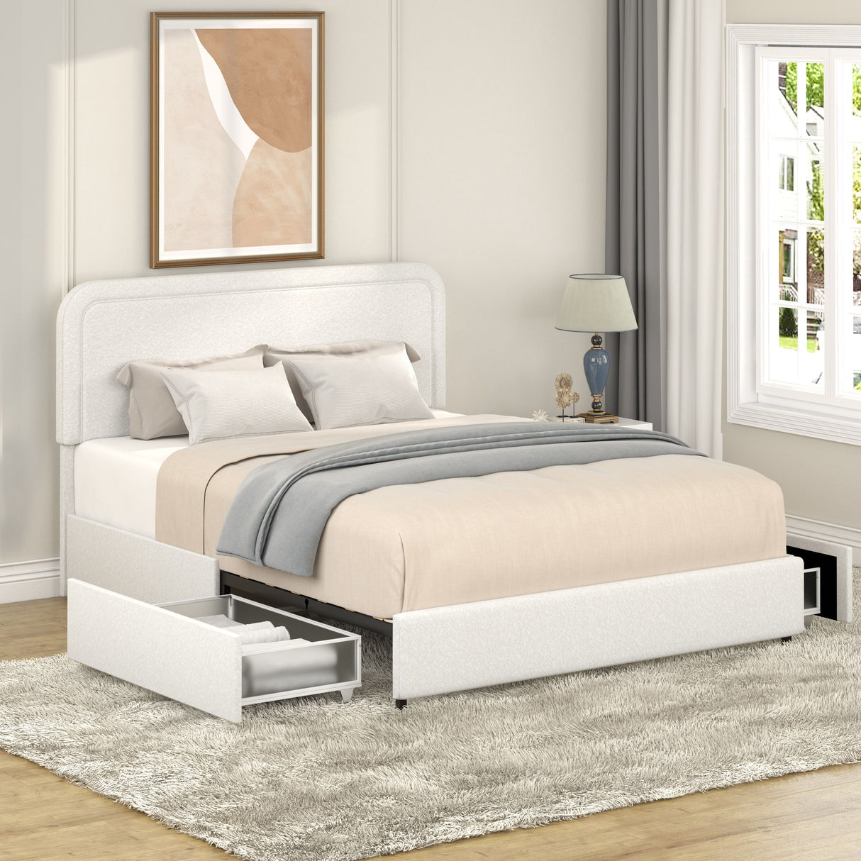 Liv - Patented With Drawers Upholstered Storage Platform Bed