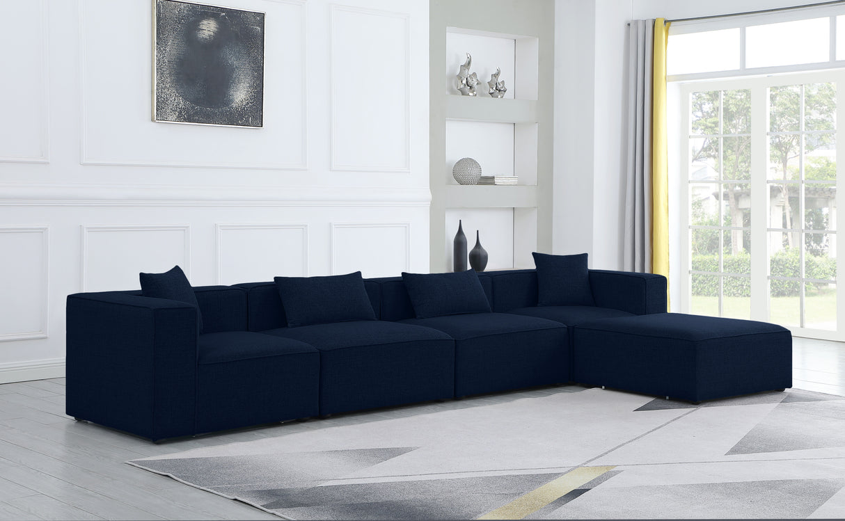 Cube - Modular Sectional 5 Piece - Navy - Fabric - Modern & Contemporary