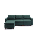 3 Seat Module Sectional Sofa Couch With 1 Ottoman For Living Room, Seat Cushion And Back Cushion Non-Removable And Non-Washable