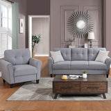 Modern Living Room Sofa Set Linen Upholstered Couch Furniture For Home Office