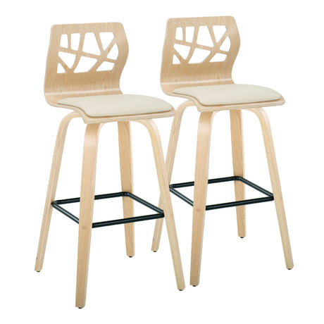 Folia - Contemporary Fixed Height Stool With Swivel With Square Footrest (Set of 2)