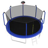 Trampoline With Basketball Hoop, Astm Approved Reinforced Type Outdoor Trampoline With Enclosure Net