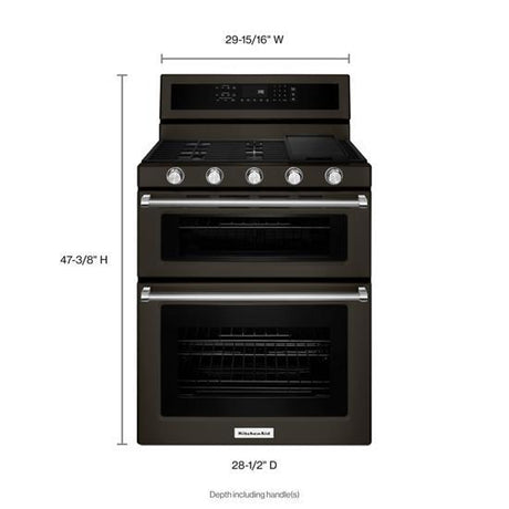 30" 5 Burner Gas Double Oven Convection Range - Black