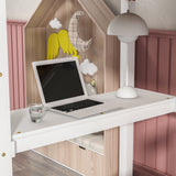 Twin Loft Bed With Built-In Desk - White