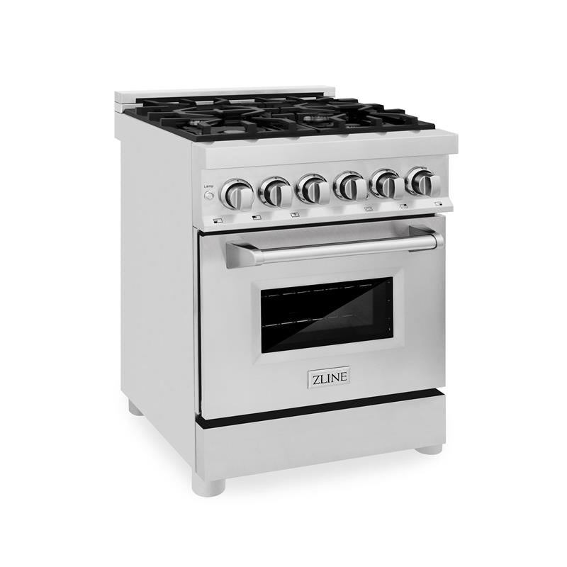 ZLINE 24 in. Professional Dual Fuel Range with Color Door Options (RA24) [Color: Stainless Steel] - (RA24)