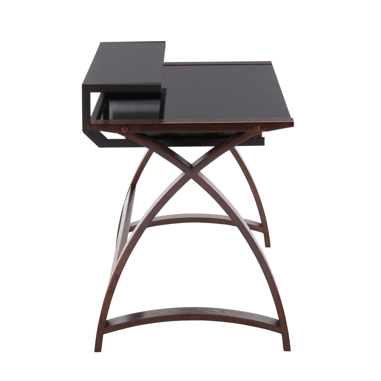 Bentley - Office Desk - Dark Gray Wood And Black Glass