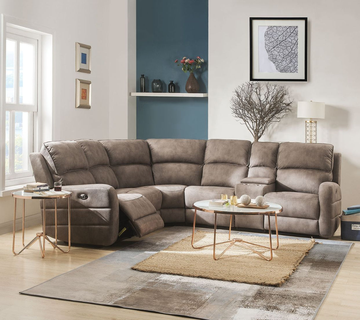 Olwen - Sectional Sofa - Mocha Nubuck