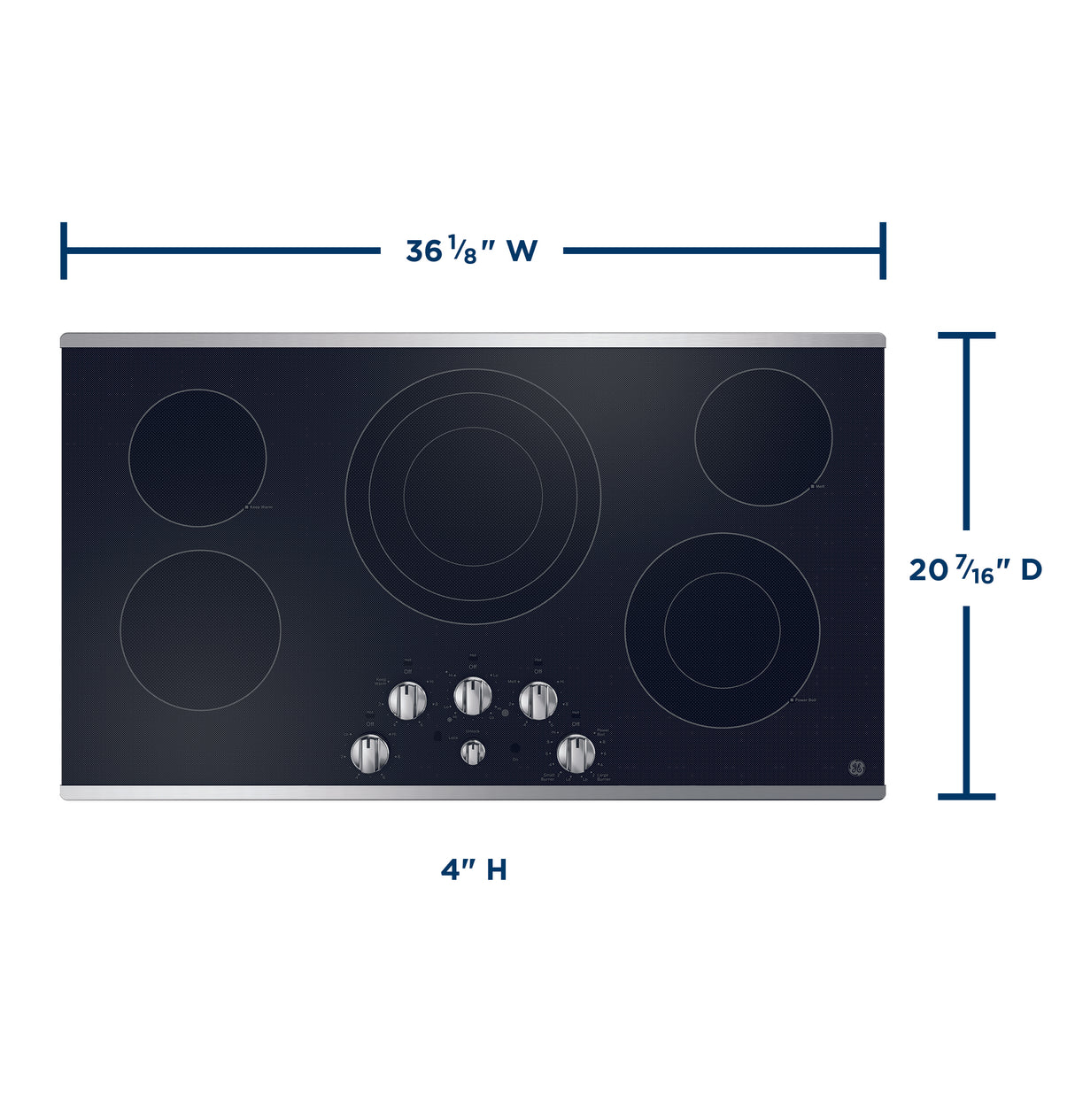 GE(R) 36" Built-In Knob Control Electric Cooktop - (JEP5036STSS)