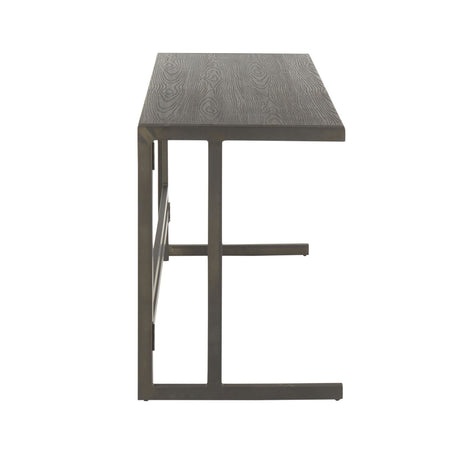 Roman - Office Desk - Antique Metal And Espresso Wood - Pressed Grain Bamboo