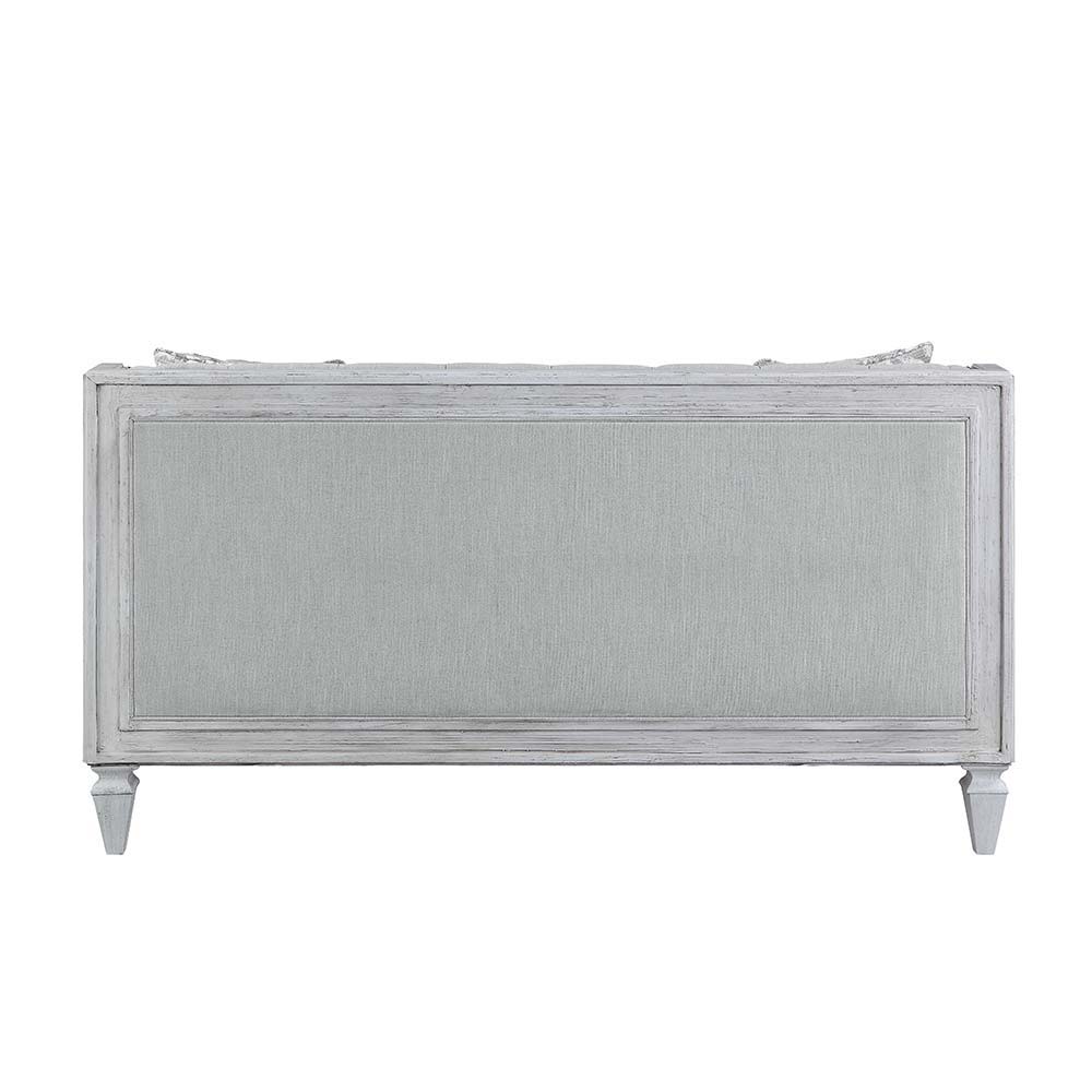 Katia - Loveseat - Light Gray Linen & Weathered White Finish