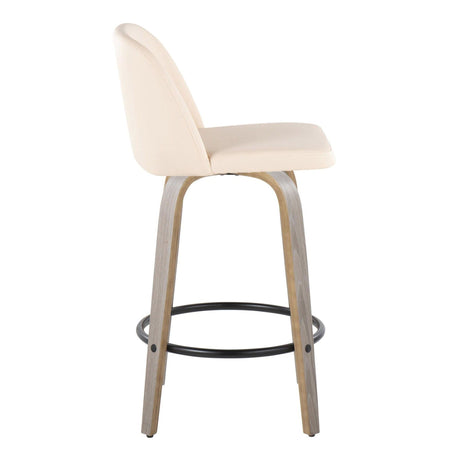 Toriano - 26" Fixed-height Counter Stool (Set of 2) - Light Gray, Cream And Black