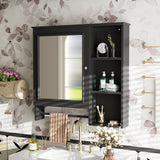 Wall Mounted Bathroom Storage Cabinet, Medicine Cabinets With Large Mirror Door, Adjustable Shelves And Three Open Storage Levels(Not Include Bathroom Vanity)