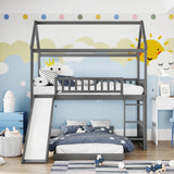 Twin Over Twin Bunk Bed With Slide, House Bed With Slide