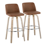 Toriano - 30" Fixed-Height Barstool (Set of 2) - Light Brown & Chrome Base