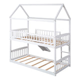 Twin Over Twin Bunk Bed With Slide, House Bed With Slide