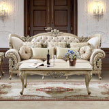 HD-32 - 3 Piece Sofa Set - Ivory With Silver Highlight