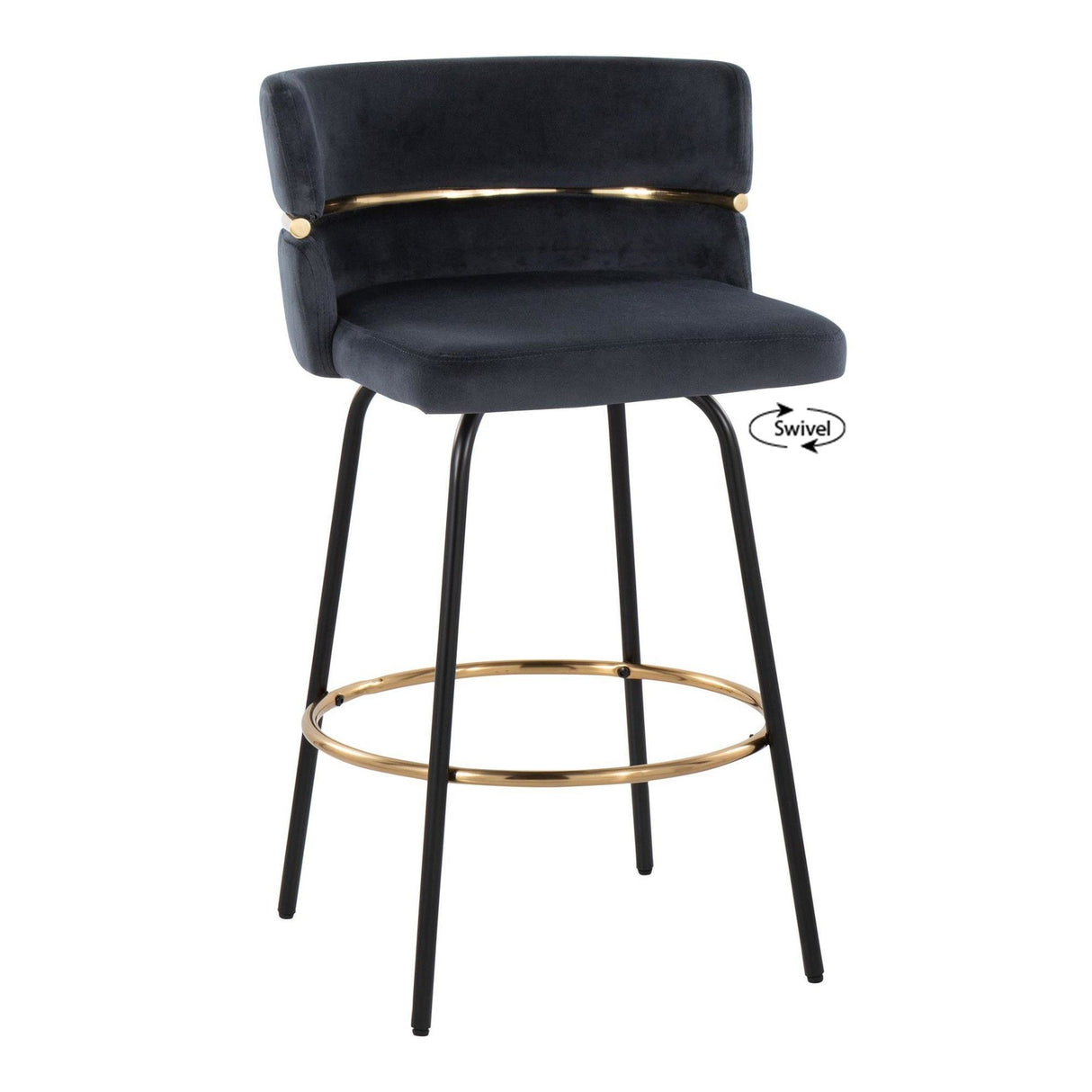 Cinch Claire - 26" Fixed-Height Counter Stool (Set of 2) - Gold And Black Base