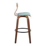 Folia - Mid Century Modern Fixed Height Barstool With Swivel With Round Footrest (Set of 2)