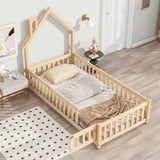 House-Shaped Headboard Floor Bed With Fence