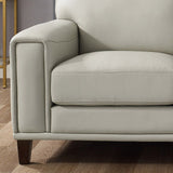 Jensen - Leather Loveseat - Fog Gray