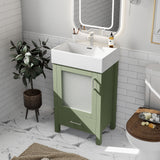 Bathroom Vanity With Ceramic Sink And Ample Storage, Ideal For Small Bathrooms