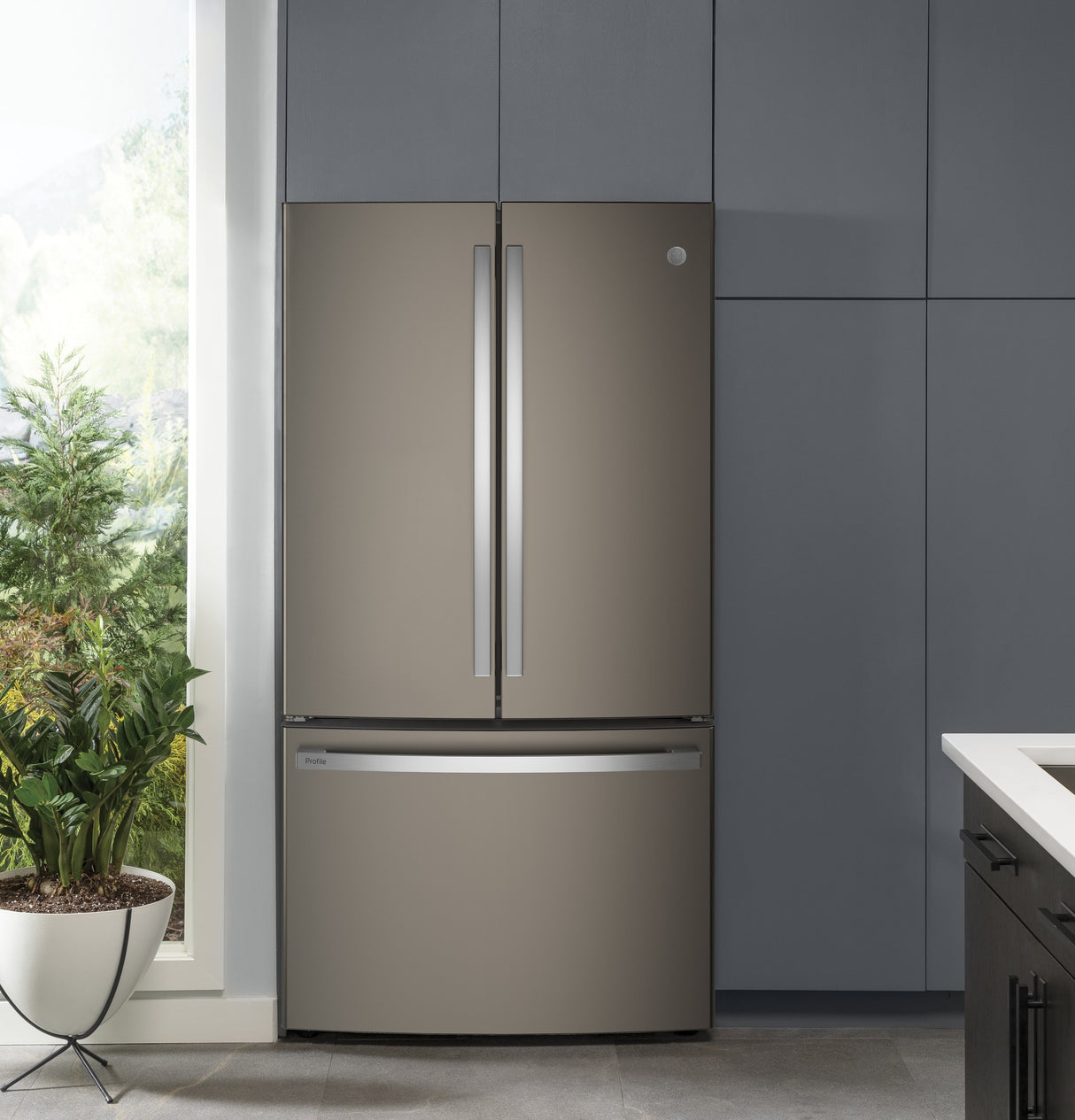 GE Profile(TM) Series ENERGY STAR(R) 23.1 Cu. Ft. Counter-Depth French-Door Refrigerator - (PWE23KMKES)