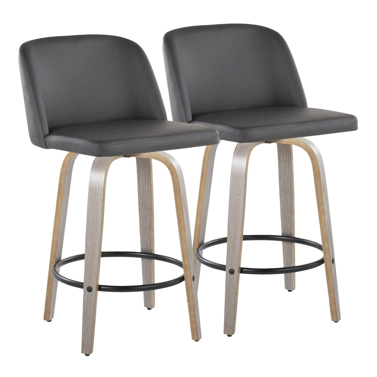 Toriano - 26" Fixed-height Counter Stool (Set of 2) - Dark Gray And Light Gray