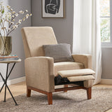 Wide Wood Hand Manual Club Recliner - Sand