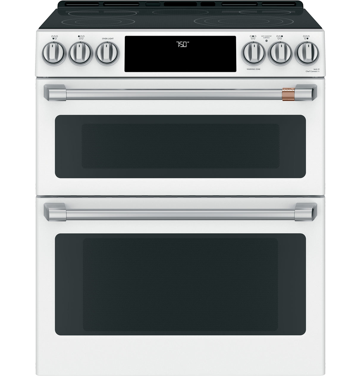 Caf(eback)(TM) 30" Smart Slide-In, Front-Control, Radiant and Convection Double-Oven Range - (CES750P4MW2)