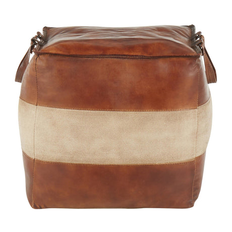 Cobbler - Pouf - Brown Leather And Tan Canvas