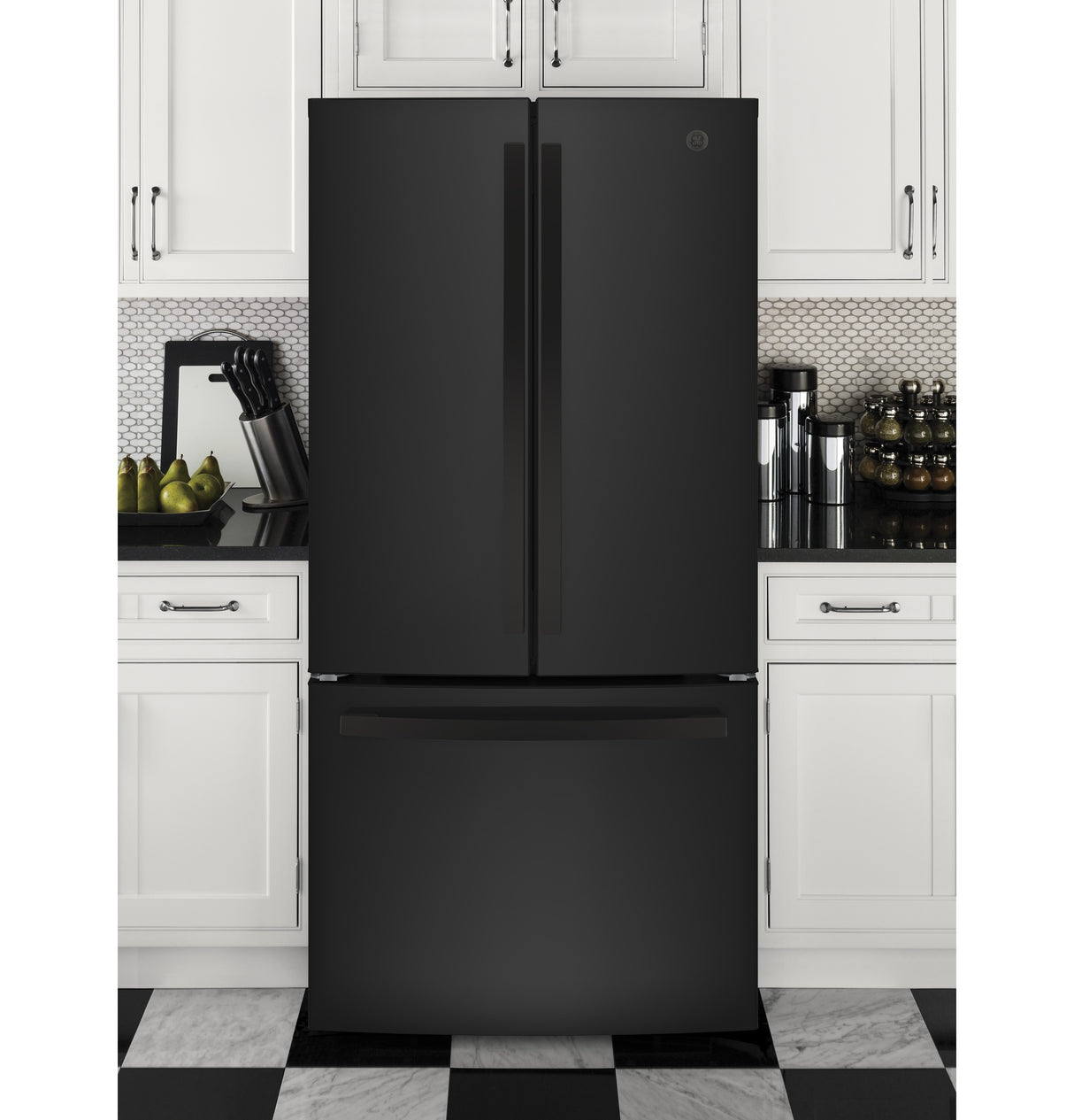 GE(R) ENERGY STAR(R) 24.7 Cu. Ft. French-Door Refrigerator - (GNE25JGKBB)