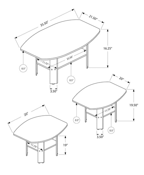 Table Set: Coffee, End, Side, Accent, Living Room, Transitional (Set of 3) - Espresso