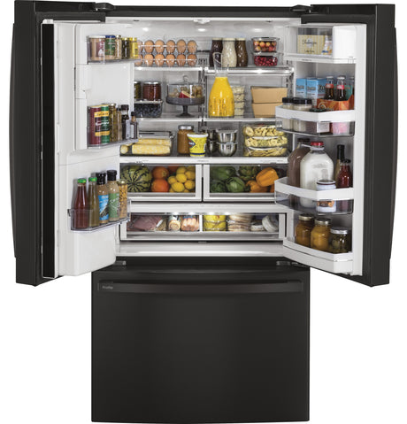 GE Profile(TM) Series ENERGY STAR(R) 22.1 Cu. Ft. Counter-Depth French-Door Refrigerator with Hands-Free AutoFill - (PYE22KBLTS)