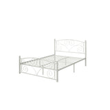 Queen Unique Flower Sturdy System Metal Bed Frame With Headboard And Footboard - White