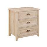 Transitional Farmhouse Framed 3 Drawer Nighstand With Cup Handles