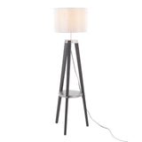 Compass - Mid Century Modern Floor Lamp With Shelf