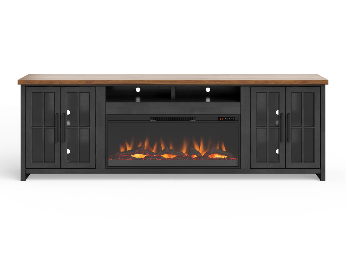 Essex - Fireplace TV Stand Console For TVs Up To 100" - Black, Whiskey