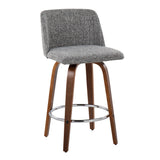 Toriano - Mid-Century Modern Fixed Height Counter Stool With Round Footrest (Set of 2)